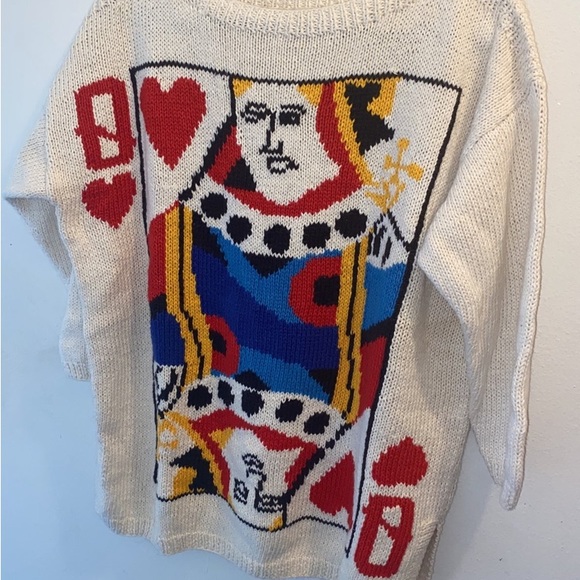 Vintage Rare 80’s Queen of Hearts Sweater Boat Neck size Large - Picture 4 of 6